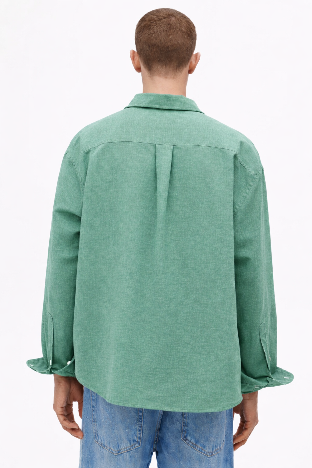 H&M RELAXED FIT LINEN-BLEND SHIRT (Beige Green)