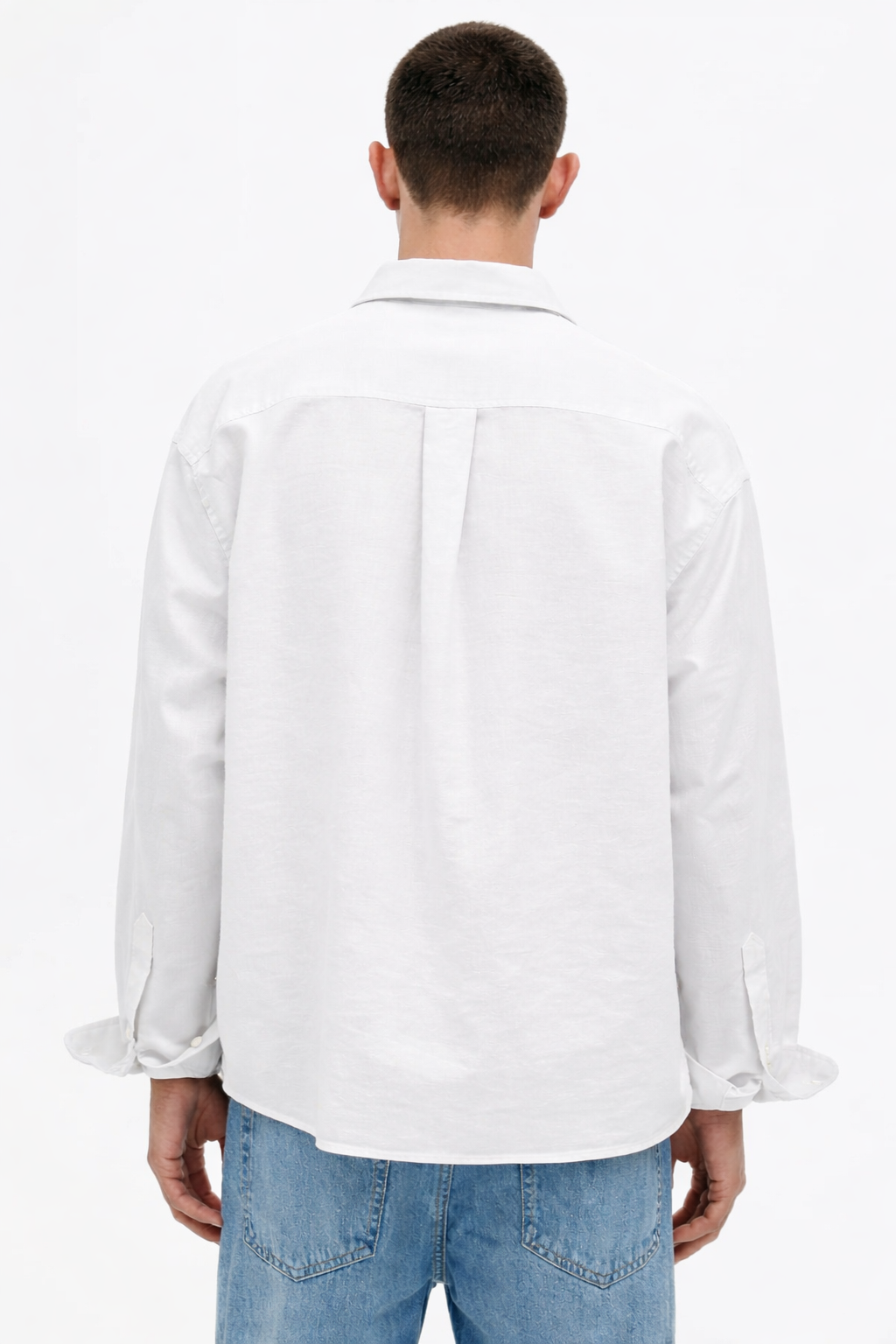 H&M RELAXED FIT LINEN-BLEND SHIRT (White)