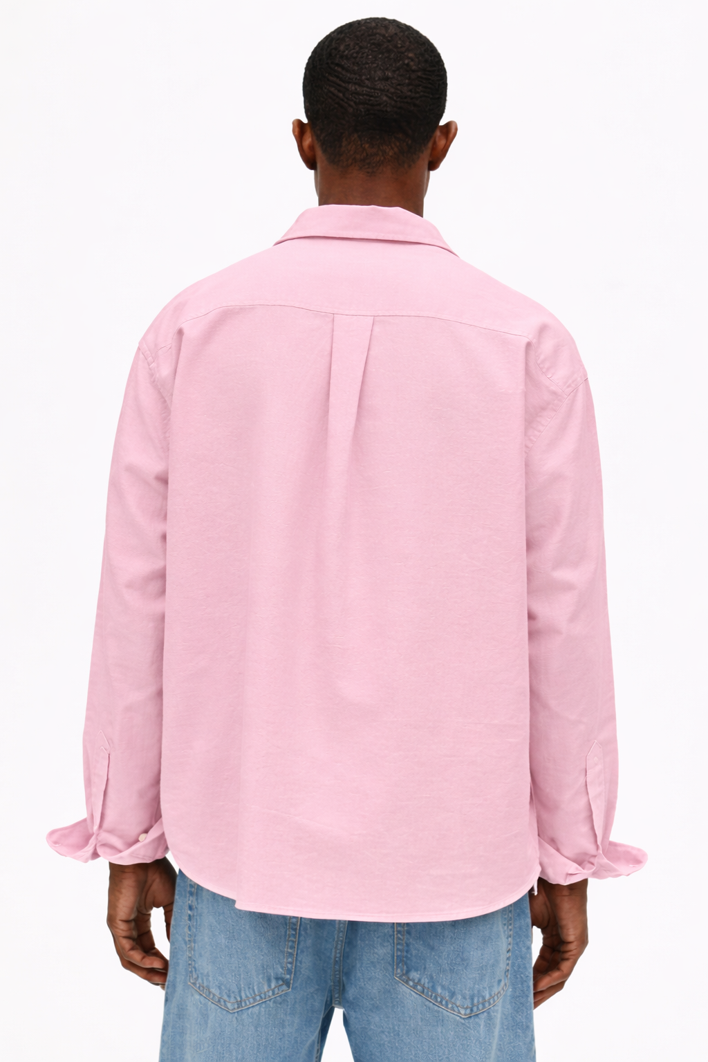H&M RELAXED FIT LINEN-BLEND SHIRT (Pink)