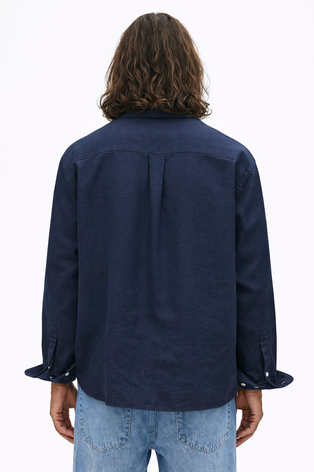 H&M RELAXED FIT LINEN-BLEND SHIRT (Blue)