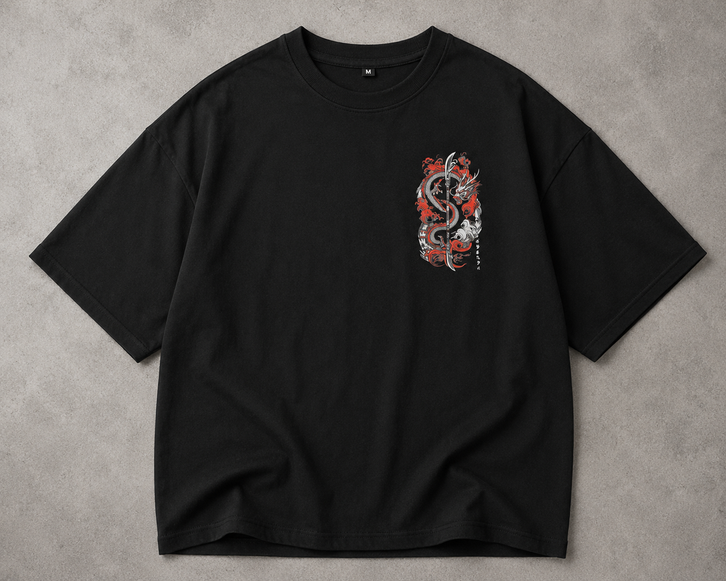 Samurai Oversized Black T-Shirt