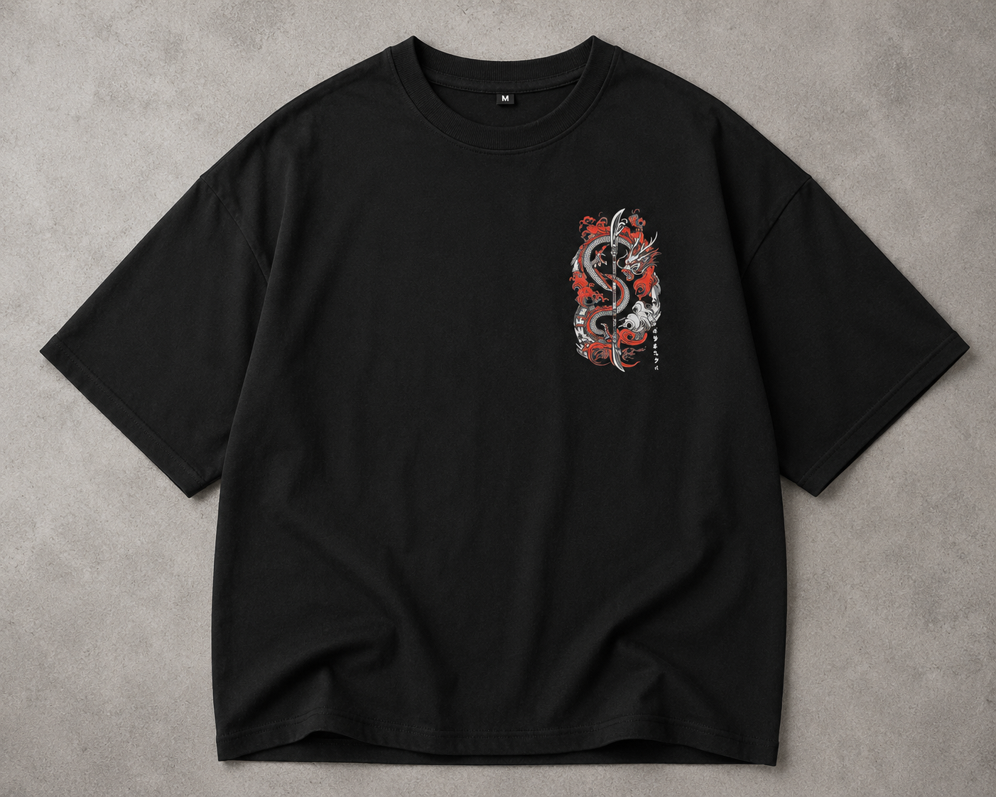 Samurai Oversized Black T-Shirt