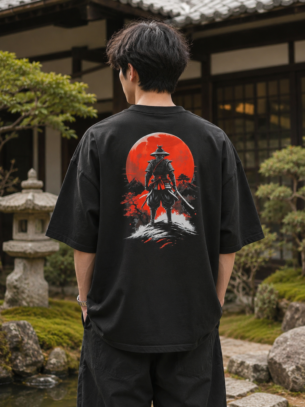 Samurai Oversized Black T-Shirt