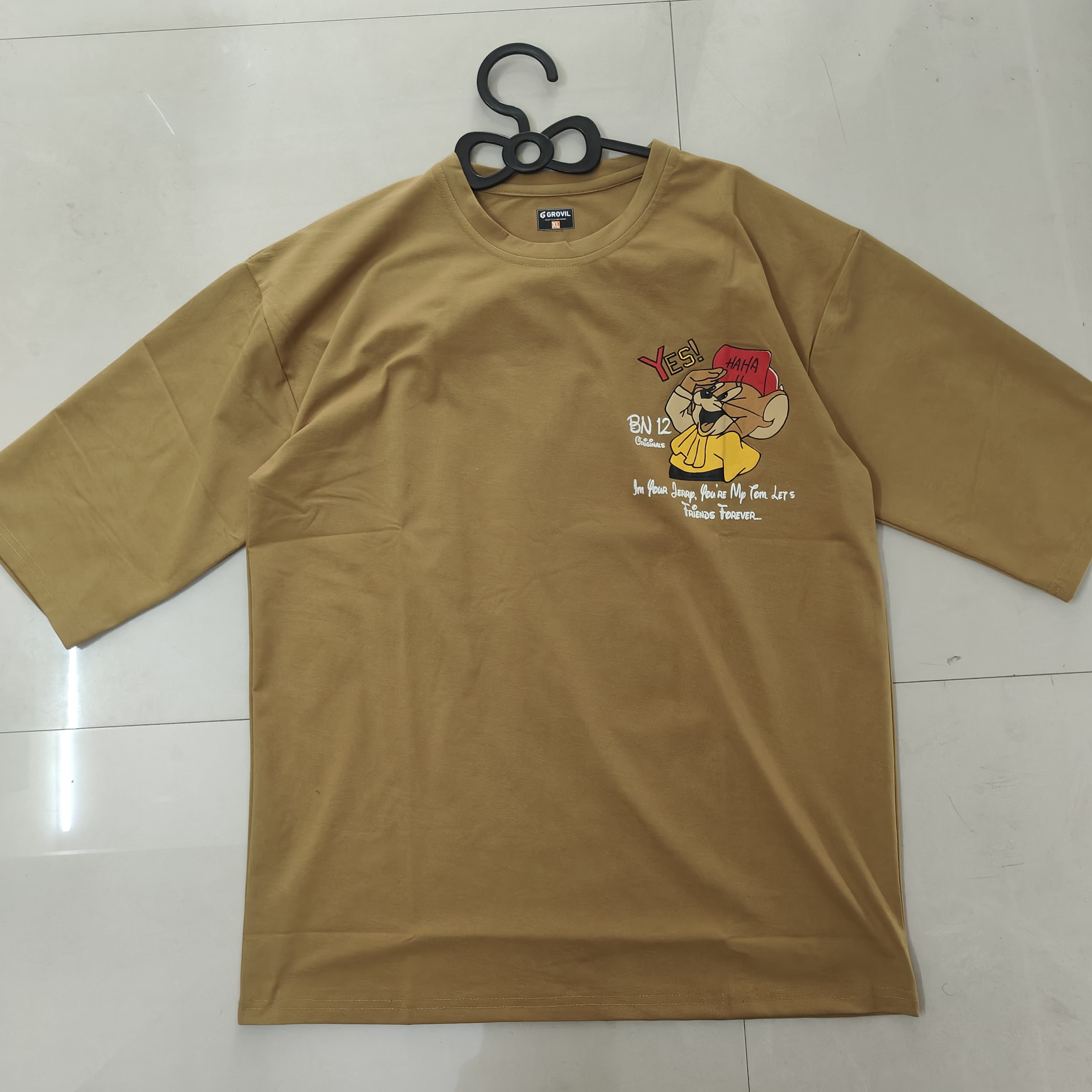 Printed Jer. Brown Lycra cotton 200gsm