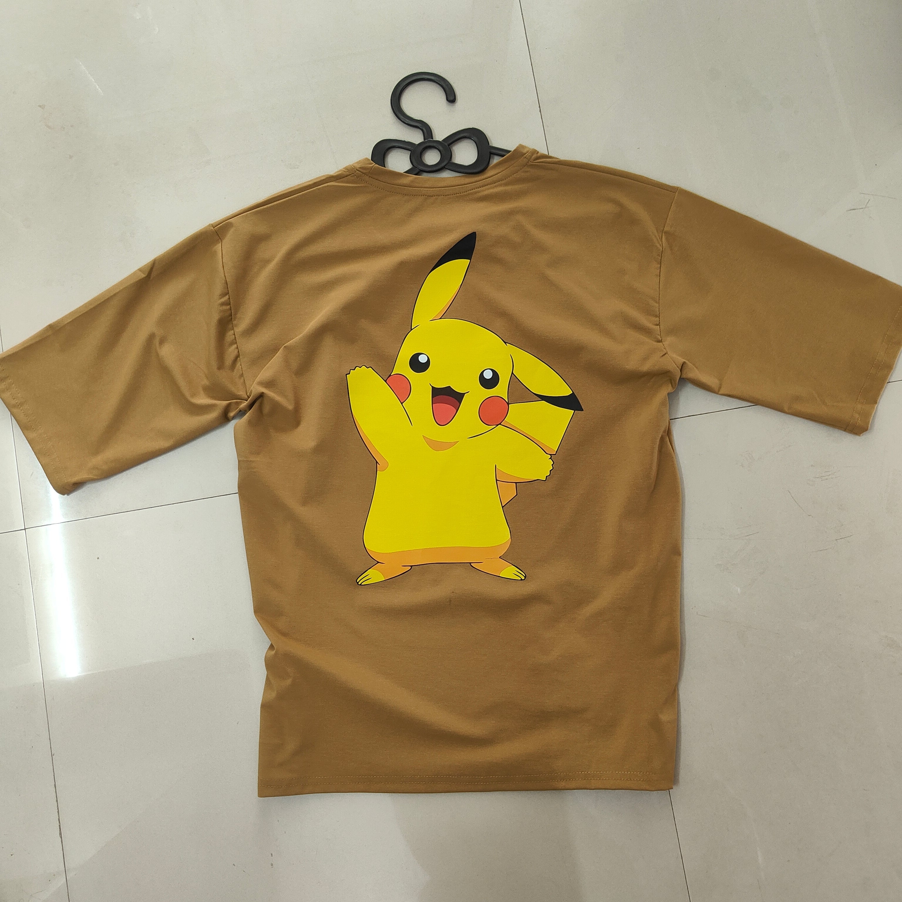 Pikachu Print + OV Brown Cotton Lycra 200gsm